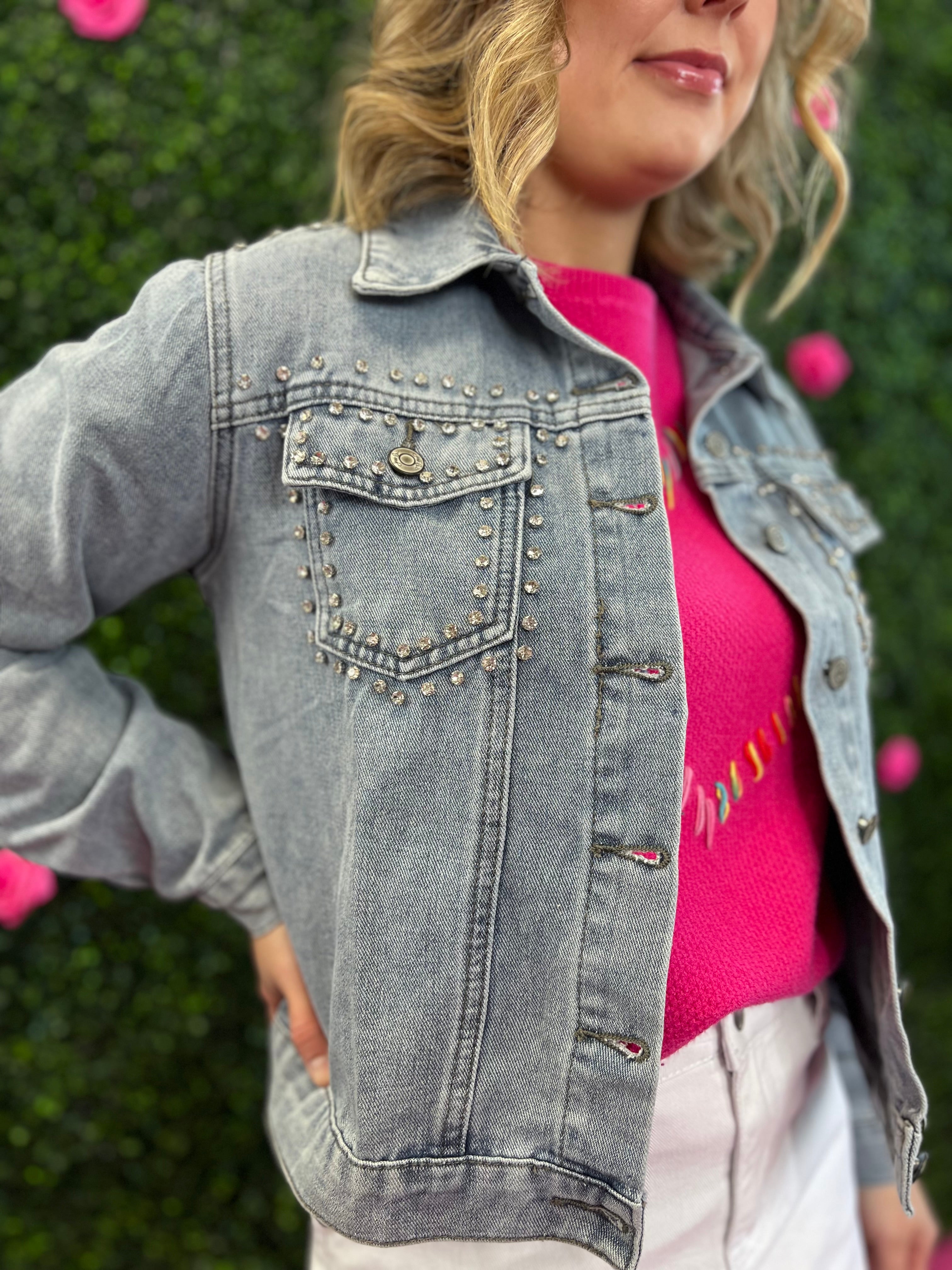 Stevie Rhinestone Denim Jacket – Belle Lees Boutique