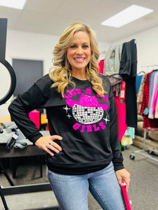 PREORDER-Let's Go Girls Sequin Patch Sweatshirt by Jess Lea Boutique