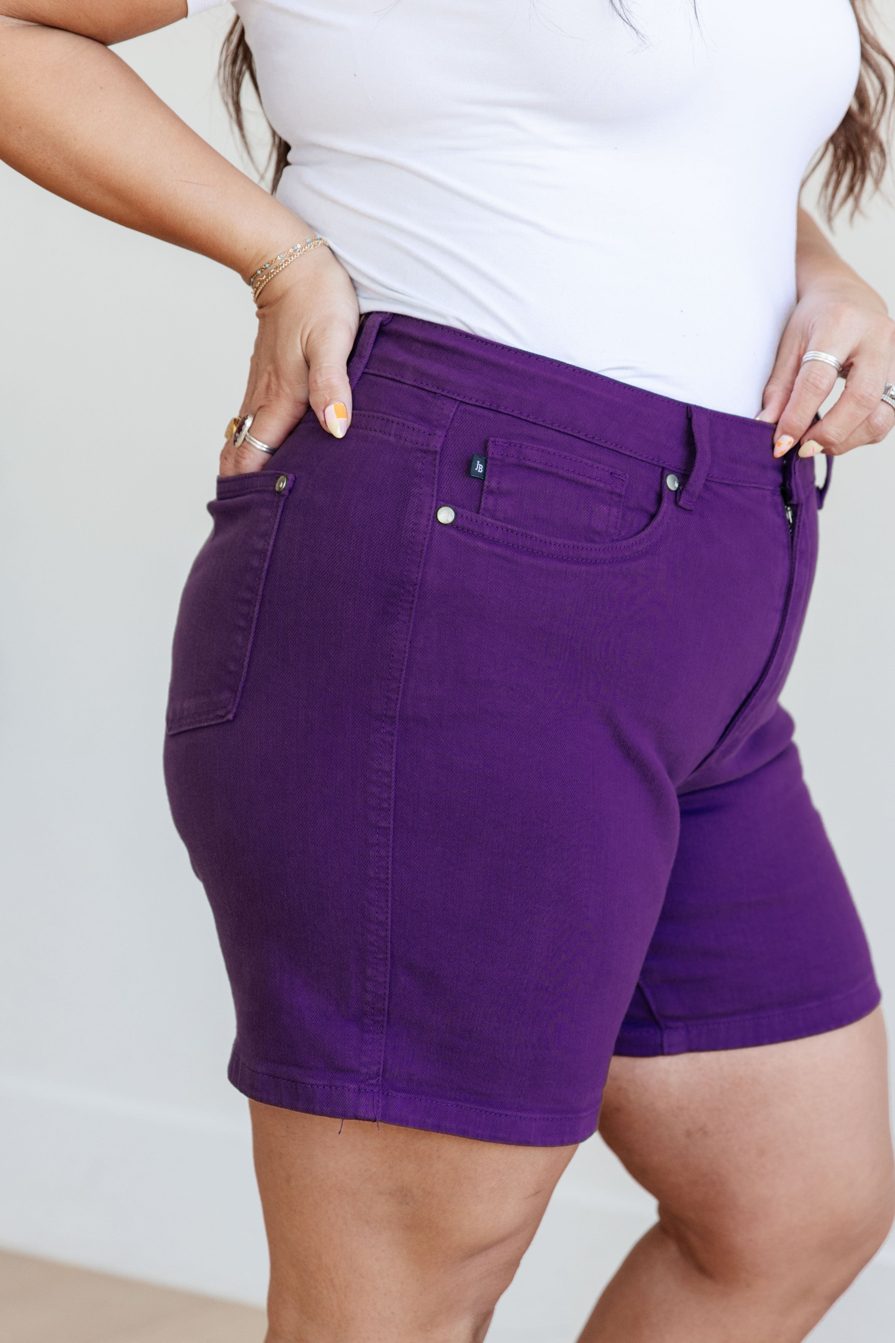 Judy Blue Jessica High Rise Tummy Control Vintage Wash Cuffed Shorts