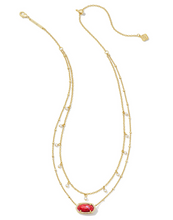Elisa Gold Pearl Multi Strand Necklace in Bronze Veined Red and Fuchsia Magnesite - Kendra Scott