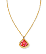 Framed Kendall Gold Short Pendant Necklace in Bronze Veined Red and Fuchsia Magnesite - Kendra Scott