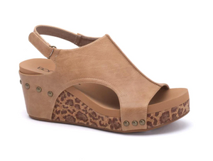 Carley Taupe Smooth Leopard Wedges