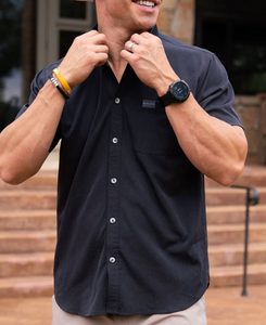 Heather Black Performance Button Up - Burlebo