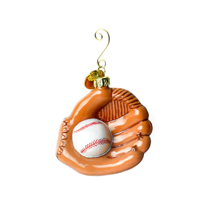Baseball Glove Glass Shaped Ornament