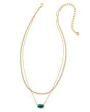 Grayson Herringbone Gold Multi Strand Necklace in Teal Tiger's Eye - Kendra Scott