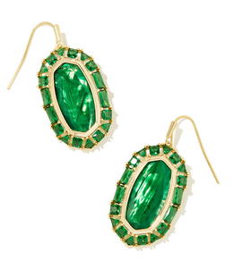 Elle Gold Crystal Frame Drop Earrings in Kelly Green Illusion - Kendra Scott