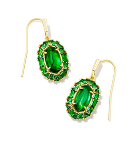 Lee Gold Crystal Frame Drop Earrings in Kelly Green Illusion - Kendra Scott