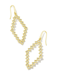 Kinsley Gold Open Frame Earrings in White Crystal - Kendra Scott