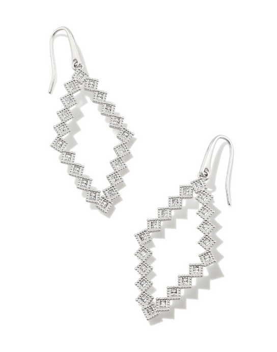 Kinsley Silver Open Frame Earrings in White Crystal - Kendra Scott