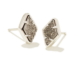 Kinsley Silver Stud Earrings in Platinum Drusy - Kendra Scott