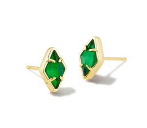 Kinsley Gold Stud Earrings in Kelly Green Illusion - Kendra Scott