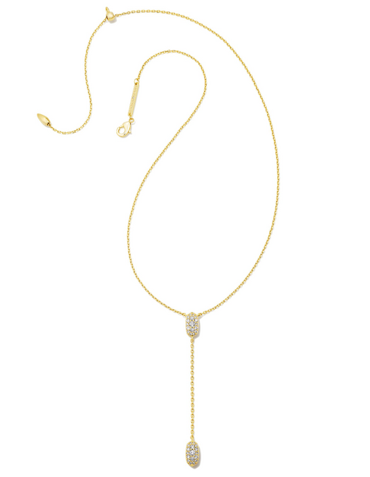 Grayson Gold Y Necklace in White Crystal - Kendra Scott