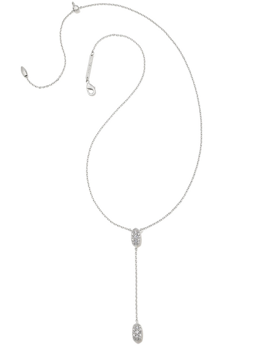 Grayson Silver Y Necklace in White Crystal - Kendra Scott