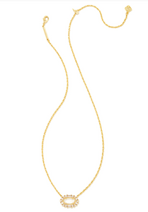 Elisa Gold Crystal Frame Short Pendant Necklace in Ivory Mother of Pearl - Kendra Scott