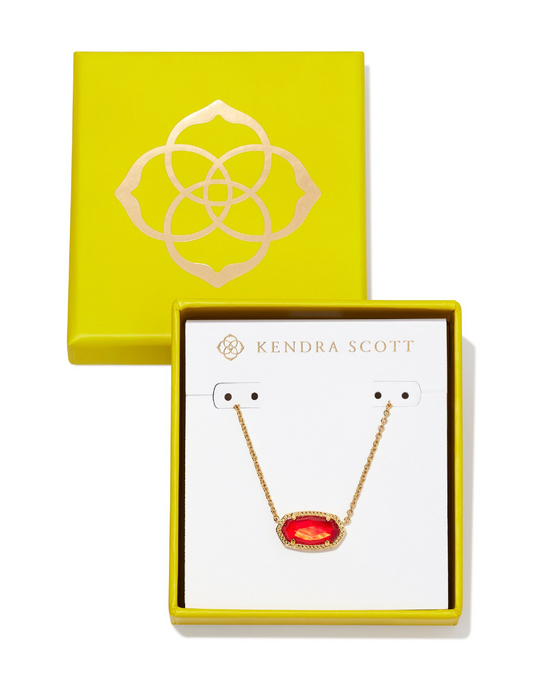 Boxed Elisa Gold Pendant Necklace in Red Illusion - Kendra Scott