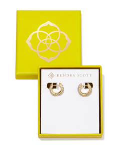 Boxed Mikki Gold Pave Huggie Earrings in White Crystal - Kendra Scott