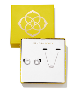 Grayson Silver Pendant & Huggie Gift Set in White Crystal - Kendra Scott