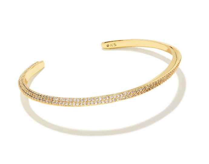 Ella Gold Cuff Bracelet in White Crystal - Kendra Scott