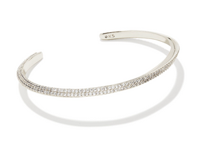 Ella Silver Cuff Bracelet in White Crystal - Kendra Scott