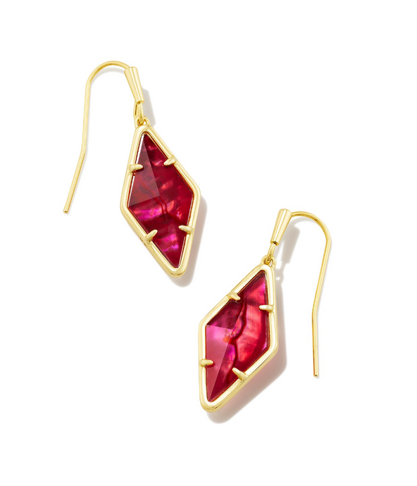 Kinsley Gold Drop Earrings in Raspberry Illusion - Kendra Scott