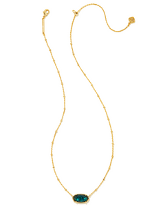 Faceted Gold Elisa Short Pendant Necklace in Dark Teal Mica - Kendra Scott