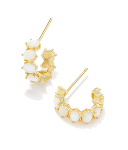 Cailin Gold Crystal Hoop Earrings in White Crystal