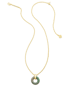 Mikki Gold Pave Short Pendant Necklace in Green Blue Ombre Mix - Kendra Scott