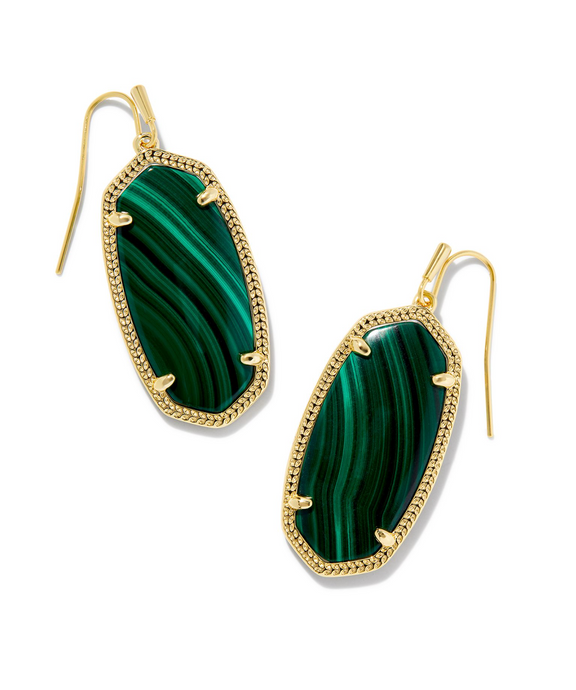 Elle Gold Drop Earrings in Green Malachite - Kendra Scott