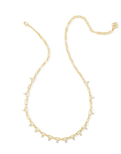Lindy Gold Crystal Chain Necklace in White Crystal - Kendra Scott