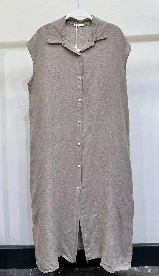 knee length dresses for ladies Chocolate Brown Linen Dress - Heavy Linen Maxi Dress - Long Sleeve Linen Dress - Plus Size Linen Dress - Boho Dress main image 0