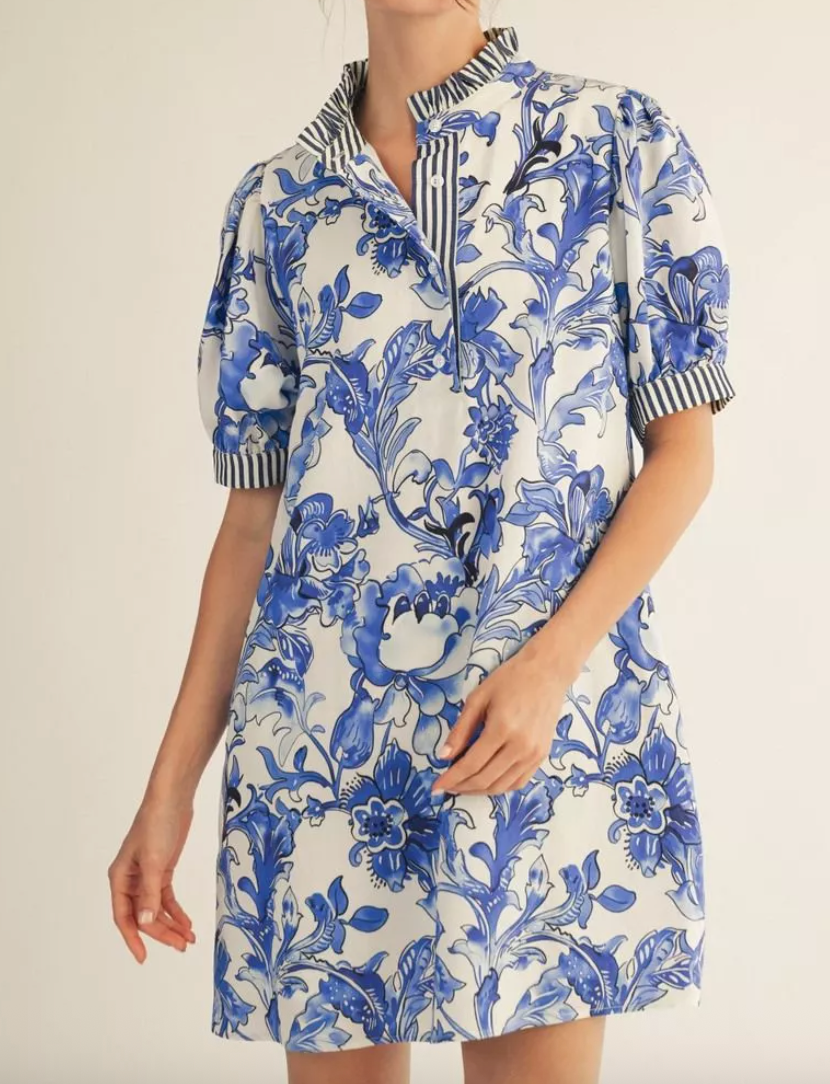 blue porcelain print dress Porcelain Garden Dress – Belle Lees Boutique