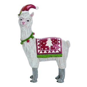 Resin Christmas Merry Llama Figurine