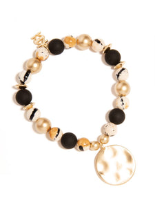 Porcelain & Resin Mixed Beaded Charm Bracelet
