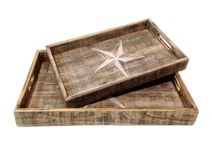 Set Of 2 Wood Star Trays