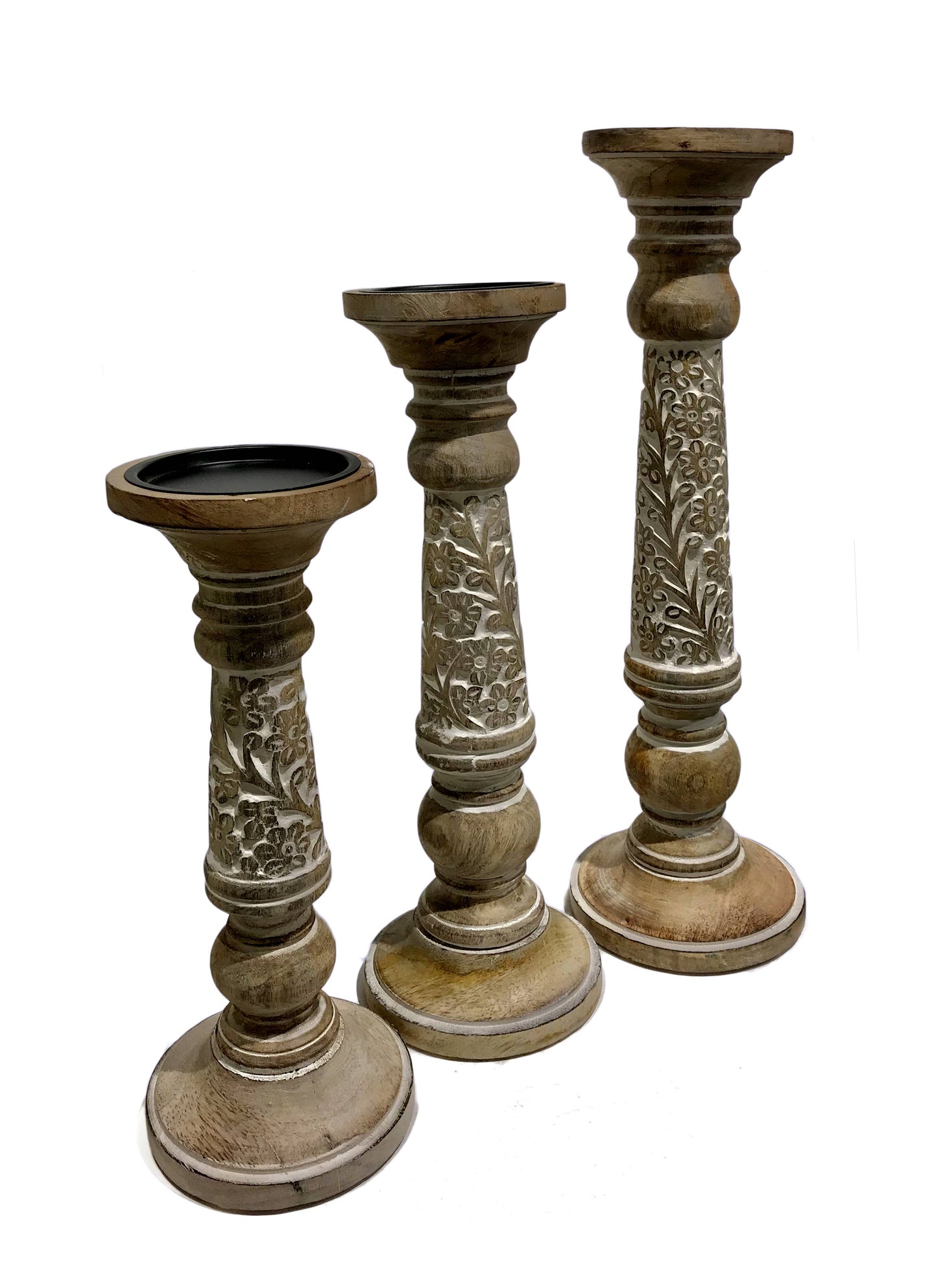 White Hand Carved Candle Holder
