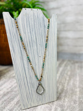 Long Beaded Necklace W/ Clear Pendant