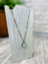Long Beaded Necklace W/ Clear Pendant