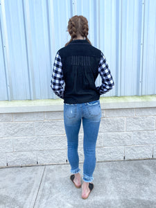 Zip Front Black Denim Tunic - Bleu Bayou