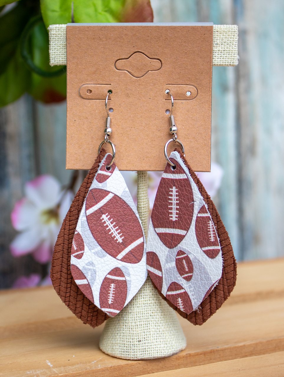 Football faux leather deals earrings