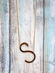 Large Initial Necklace in Gold & Silver