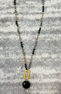 Black and Gold Beaded Pendant Necklace