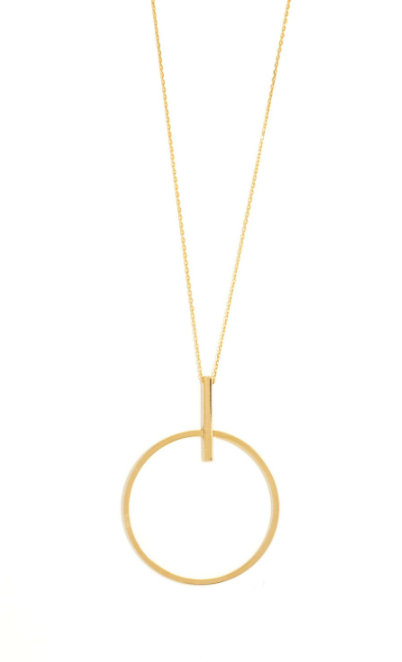 Etched Open Circle W/ Small Bar Necklace