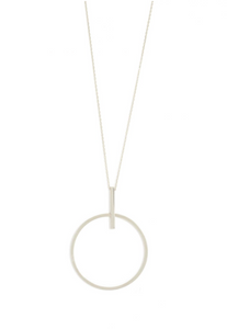 Etched Open Circle W/ Small Bar Necklace
