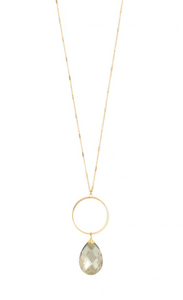 Gold Teardrop Crystal Necklace