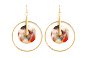 Round Acrylic In Open Circle W/ Bar Earrings
