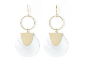 Round Shell Earrings on Gold Ring