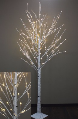 7' LED White Birch Tree
