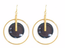 Marbled Round Acrylic in Open Circle With Gold Bar Earrings