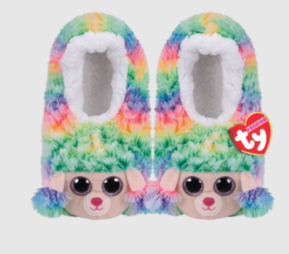 Rainbow Poodle Slippers - TY