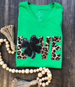 Love Shamrock V-Neck Tee